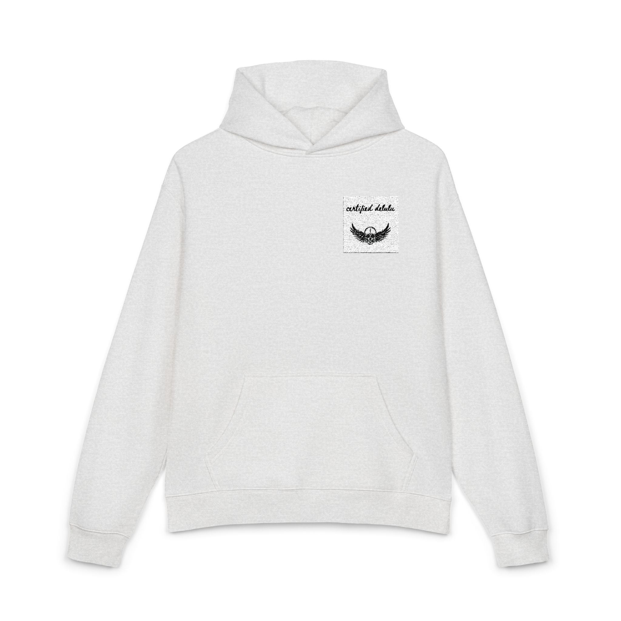 Skull and Roses Relaxed Hoodie | Gothic Skull Illustration, Minimal Chest Print