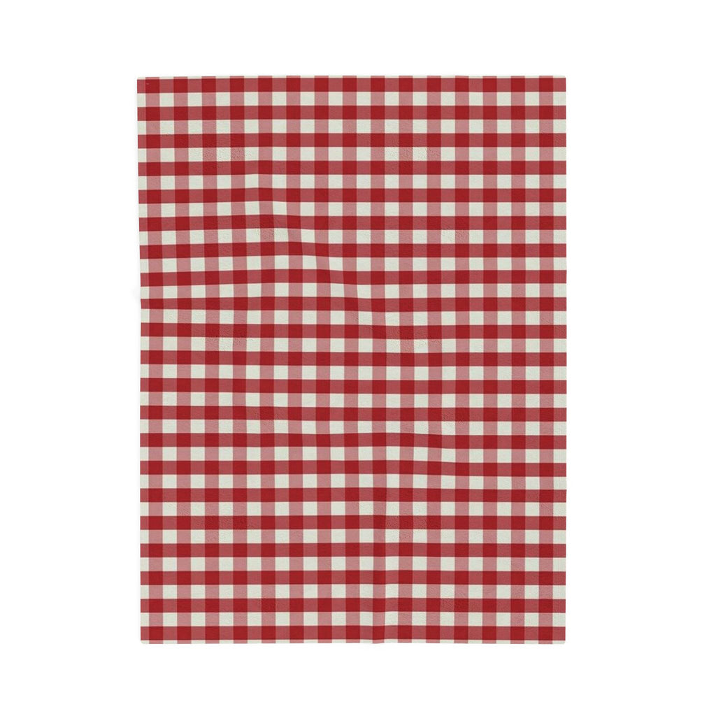Velveteen Plush Blanket - Red Buffalo Check Throw | Cozy Farmhouse Plaid Throw Blanket