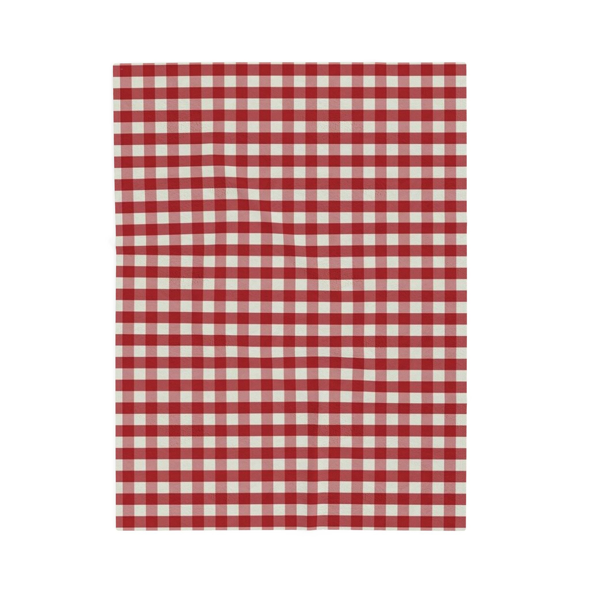 Velveteen Plush Blanket - Red Buffalo Check Throw | Cozy Farmhouse Plaid Throw Blanket