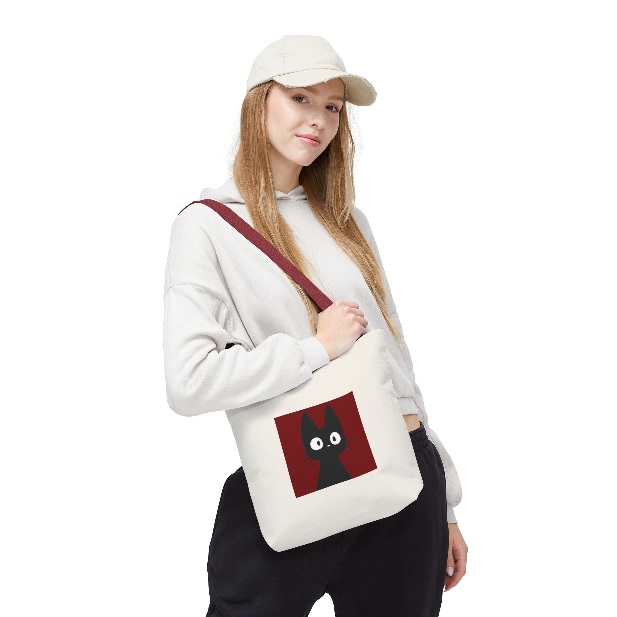 Cute Black Cat Tote Bag – Kawaii Cat Illustration Canvas Tote