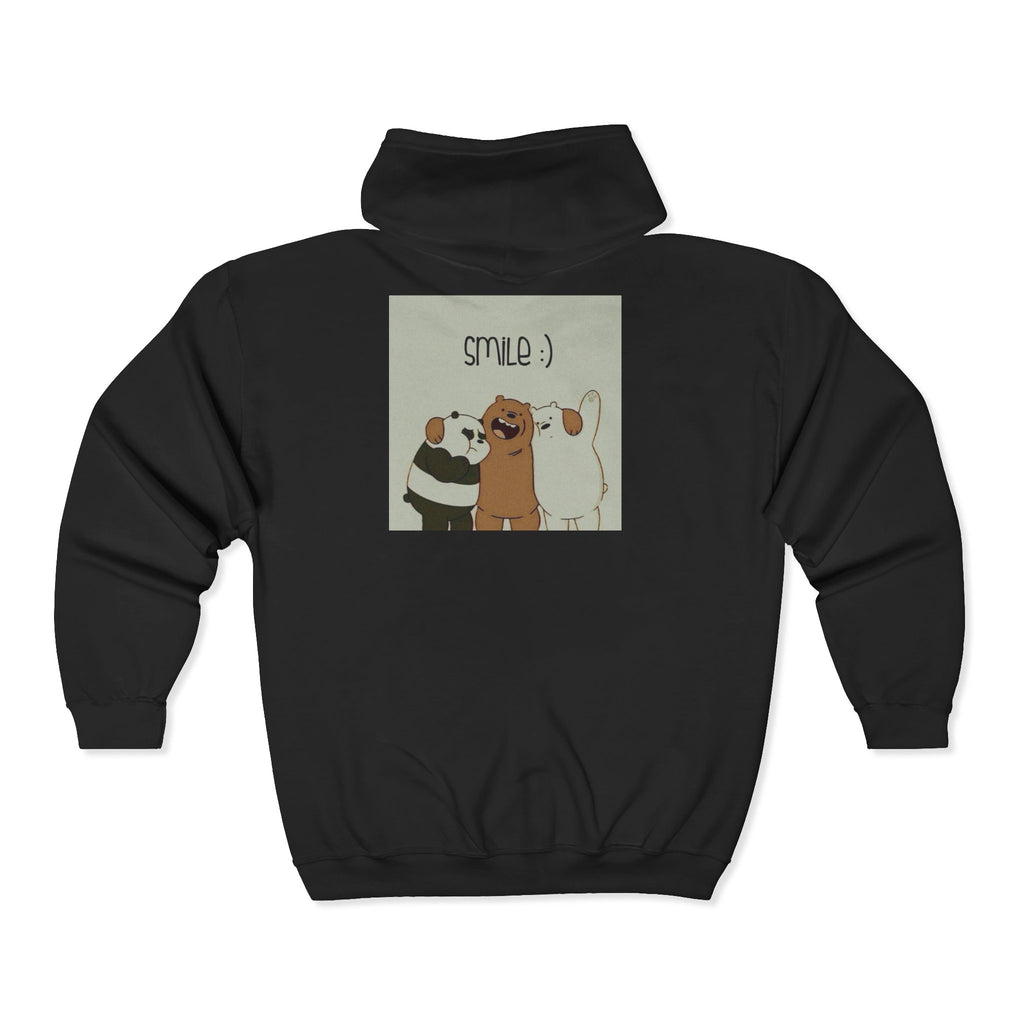 Smiling Cartoon Bears Hoodie | Full Zip Sweatshirt
