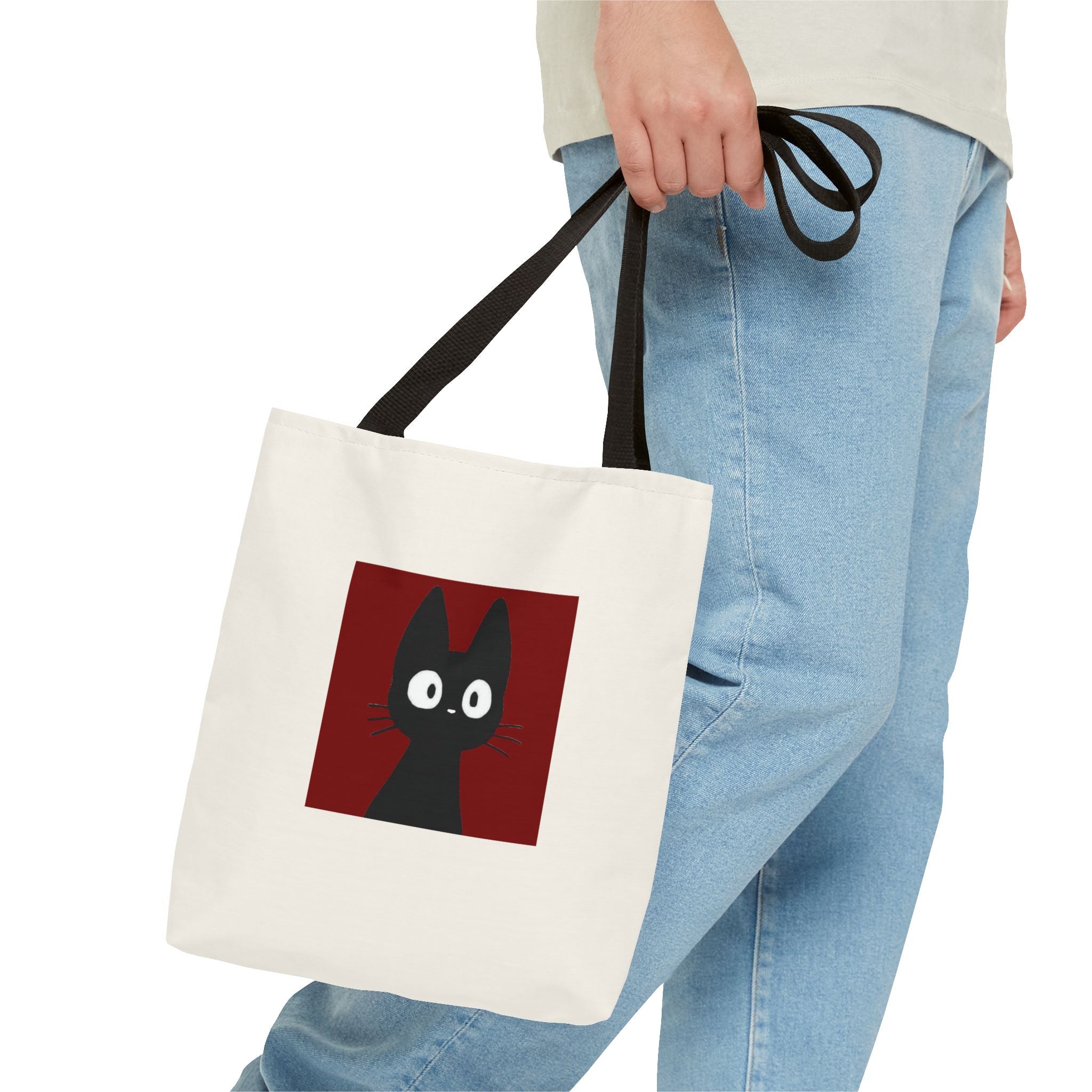 Cute Black Cat Tote Bag – Kawaii Cat Illustration Canvas Tote