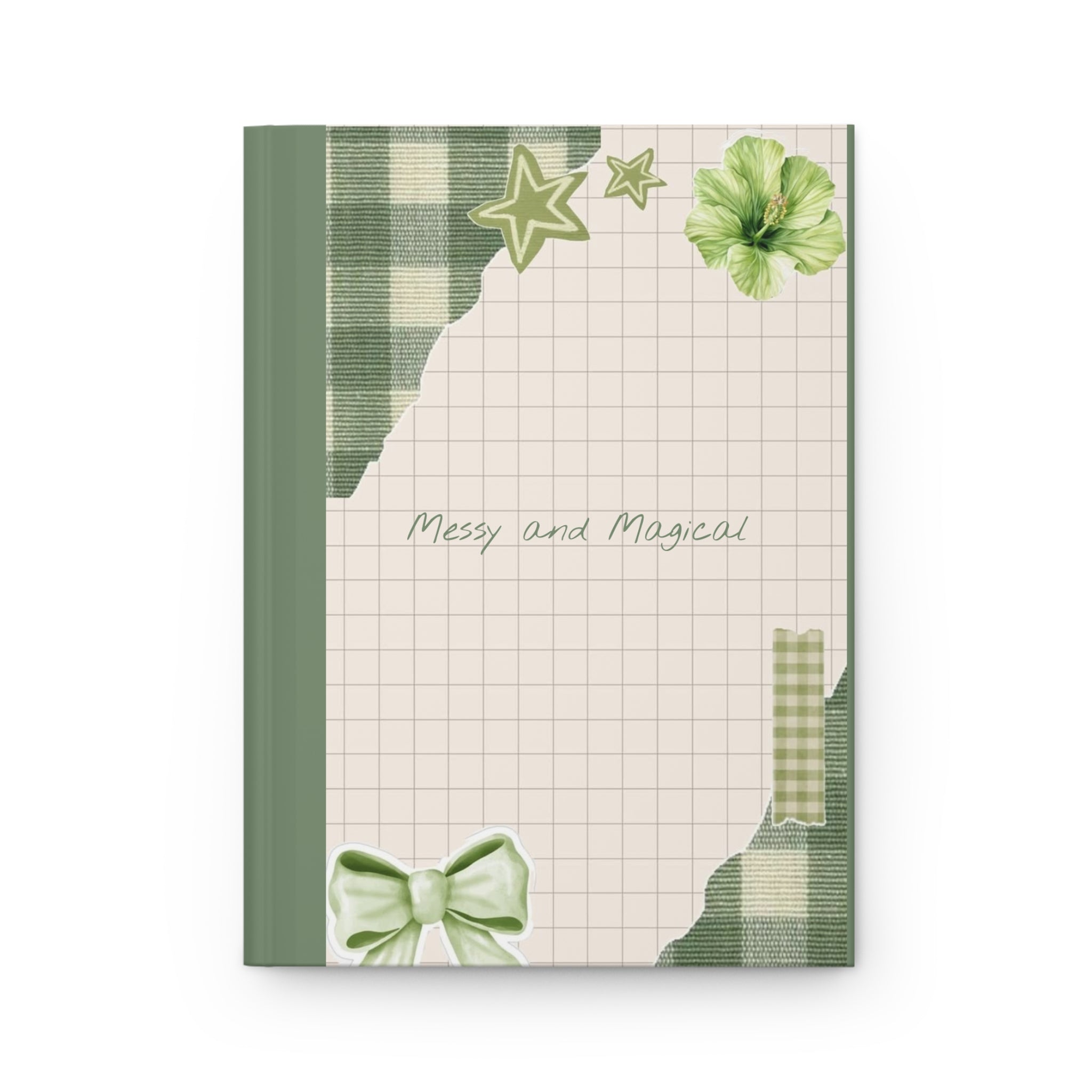 Messy and Magical Green Plaid Hardcover Journal — Lined Notebook for Notes & Gratitude