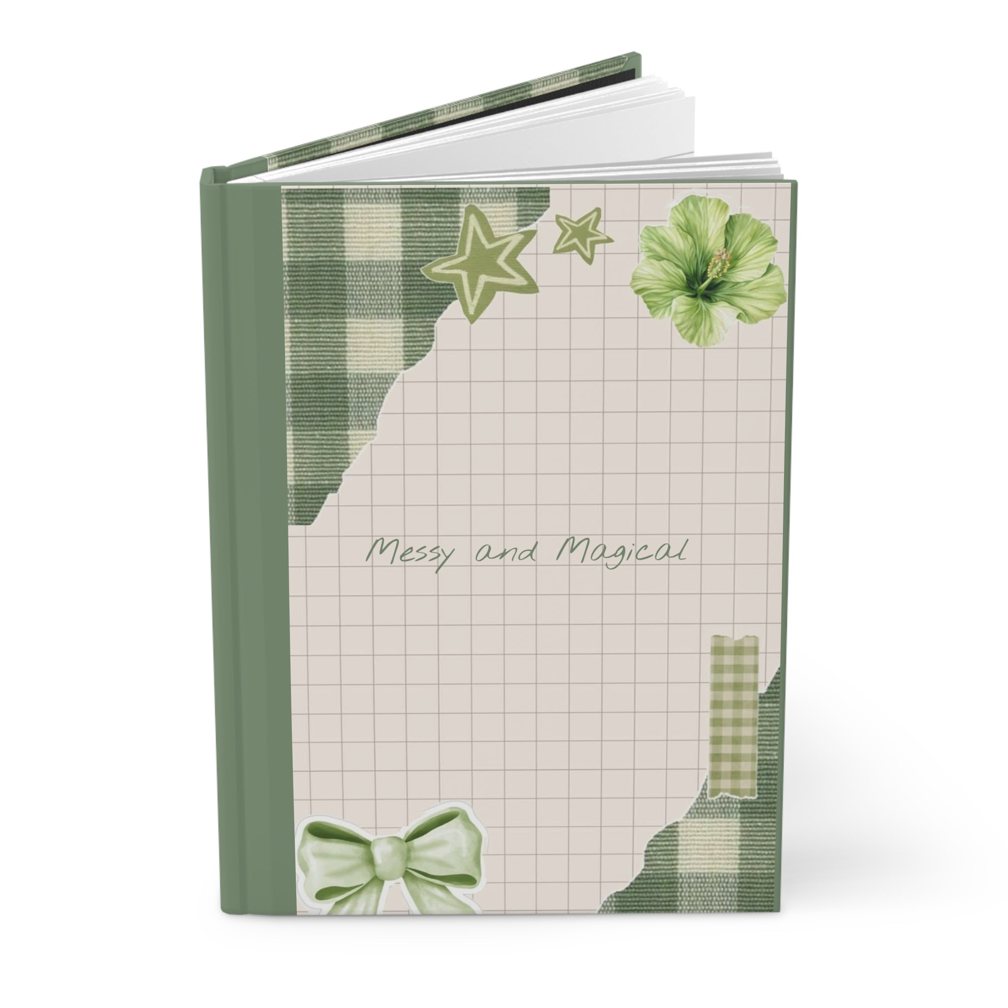 Messy and Magical Green Plaid Hardcover Journal — Lined Notebook for Notes & Gratitude